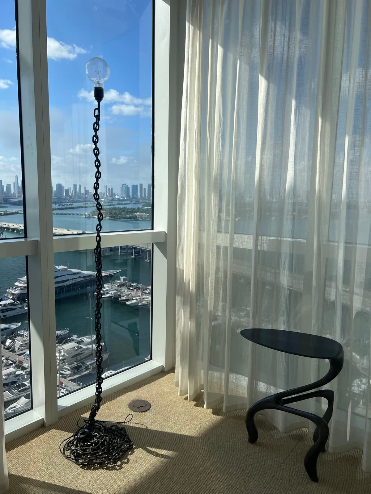 High-rise listing with a view over the marina